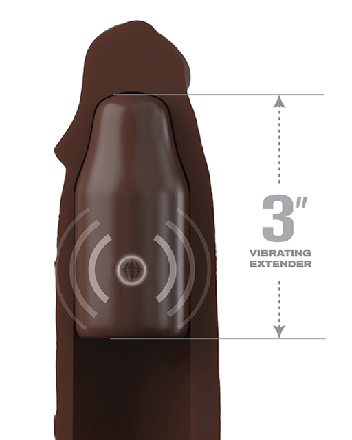 Pipedream Products Penis Extension Fantasy 9 Inch Vibrating Silicone Penis Extension with Remote Control - Chocolate