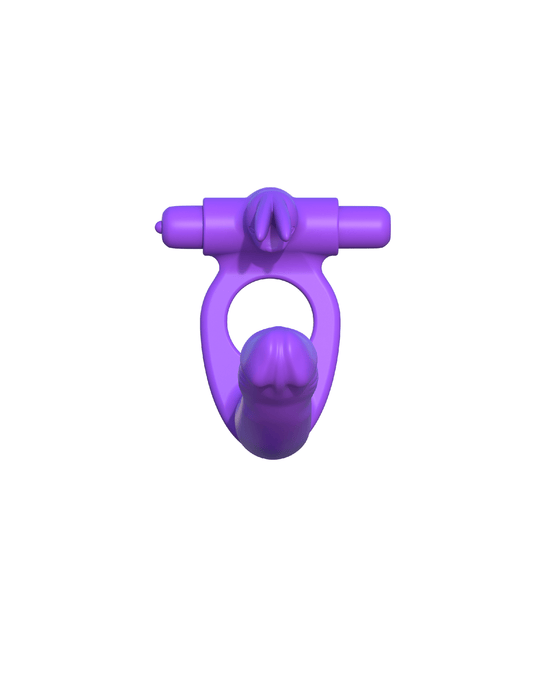 Pipedream Products Cock Ring Fantasy C-Ringz Silicone Double Penetrator Rabbit - Purple