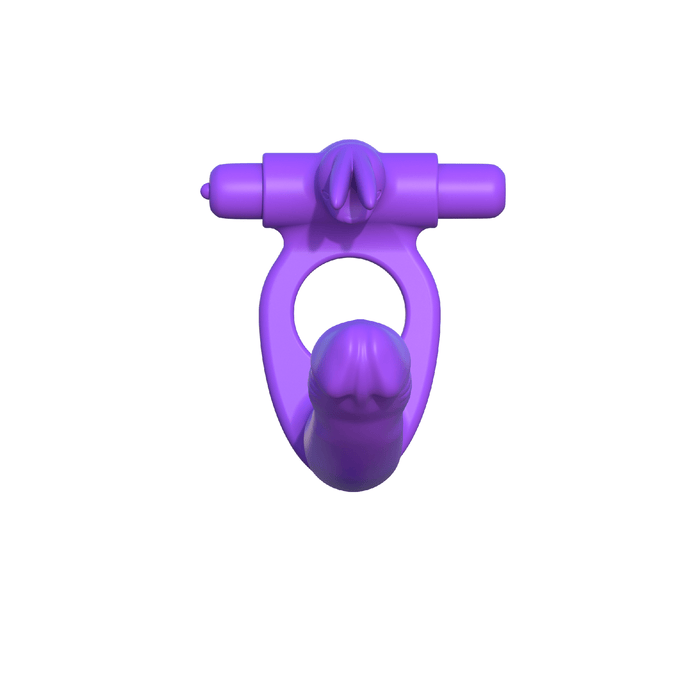 Pipedream Products Cock Ring Fantasy C-Ringz Silicone Double Penetrator Rabbit - Purple