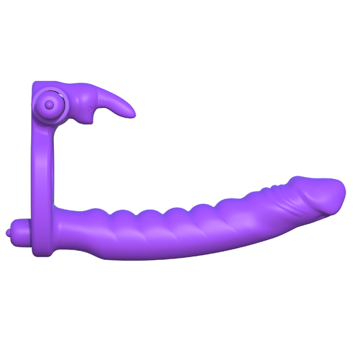 Pipedream Products Cock Ring Fantasy C-Ringz Silicone Double Penetrator Rabbit - Purple