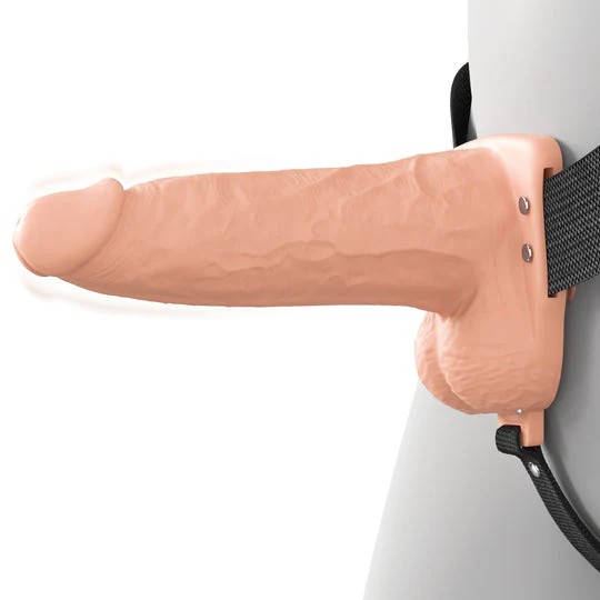 Fantasy X-Tensions Elite Vibrating Hollow 6 Inch Silicone Dildo & Strap-On Harness - Vanilla