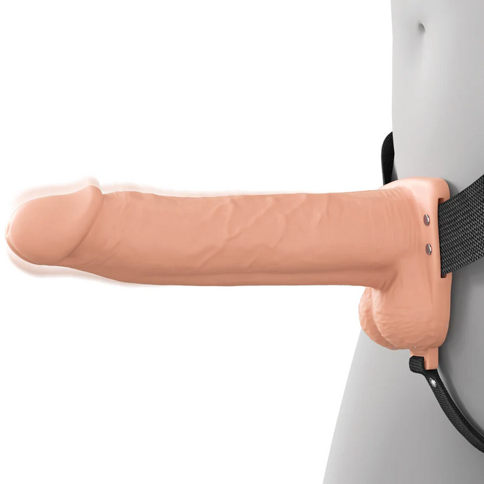 Fantasy X-Tensions Elite Vibrating Hollow 8 Inch Silicone Dildo & Strap-On Harness - Vanilla
