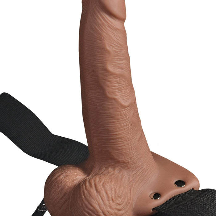 Pipedream Products Strap Ons Fetish Fantasy Series Vibrating 6 Inch Hollow Rechargeable Strap-On with Remote - Vanilla