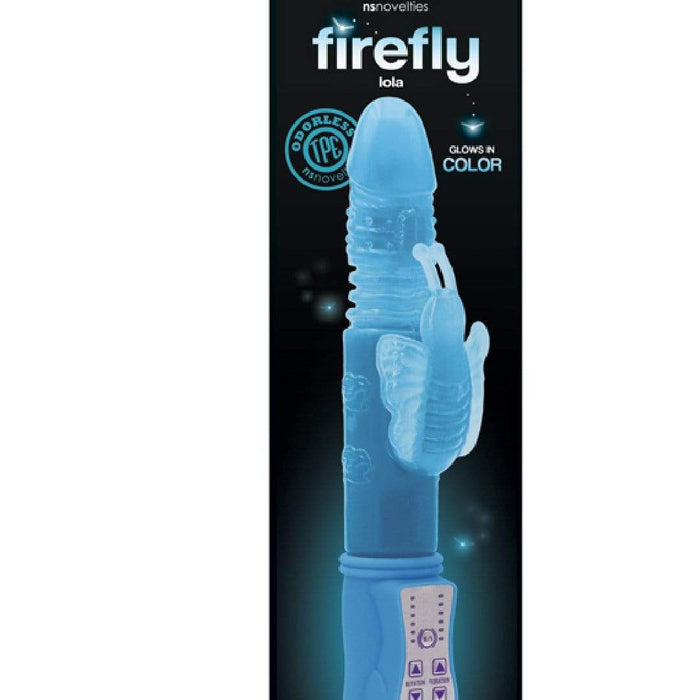 NS Novelties Vibrator Firefly Glow In the Dark Lola Thrusting Rabbit Vibrator - Blue