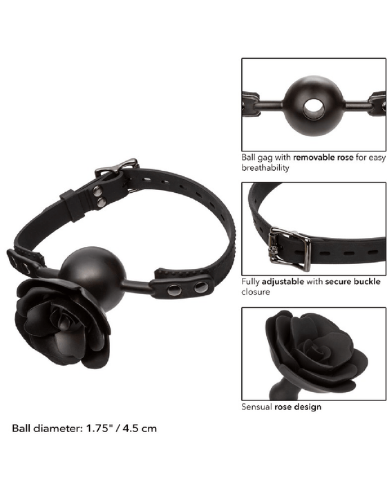 CalExotics Ball Gag Fobidden Removable Black Rose Ball Gag