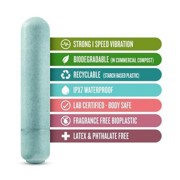 Blush Novelties Vibrator Gaia Biodegradable, Recyclable Eco Bullet Vibrator - Aqua