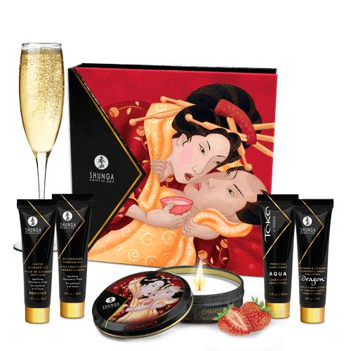 Geisha's Secrets Sparkling Strawberry Wine Erotic Oils Gift Set