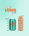 A graphic comparing the height of a teal 'betty soda' can with a wooden ruler, both shown against a dotted teal background with text reading "how long is it?", alongside an image of a CalExotics Glow Stick Heart Silicone First Time Glow in the Dark Dildo.