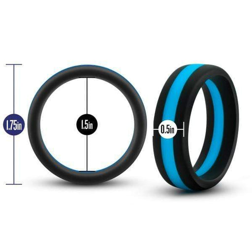 Blush Novelties Cock Ring Performance Silicone Silicone Go Pro Cock Ring - Black & Blue