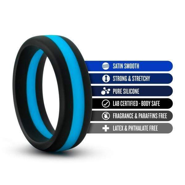 Blush Novelties Cock Ring Performance Silicone Silicone Go Pro Cock Ring - Black & Blue