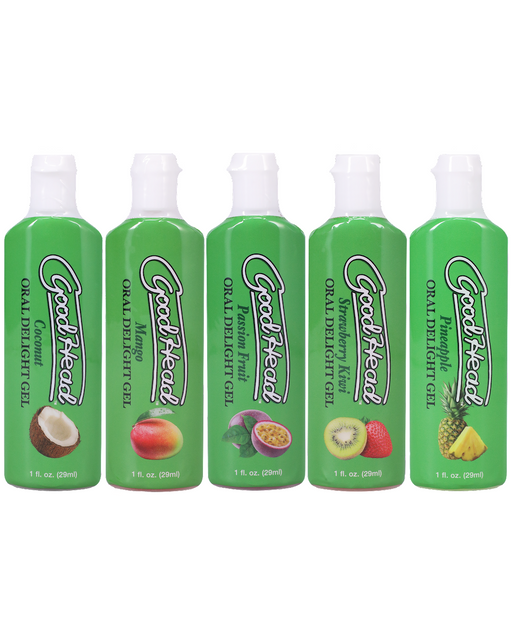 Goodhead Oral Delight Gel Tropical Fruit Flavors 5-pack for Oral Sex in bottles