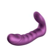 The Rora 2 App-Controlled Rotating G-Spot Vibrator & Clit Stimulator by Honey Play Box features a purple, curved ribbed silicone body with a bulbous end and ergonomic design, displayed against a white background.