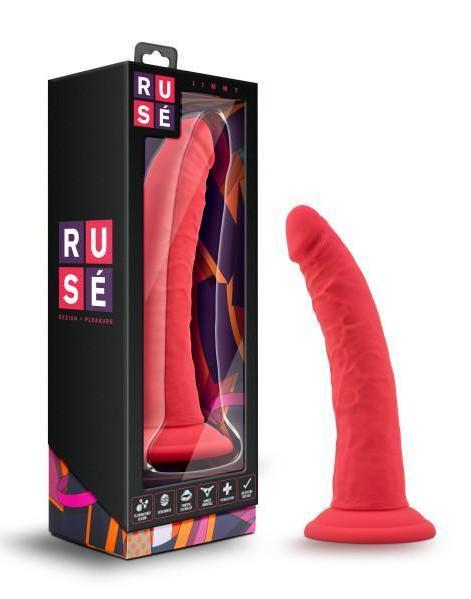 Blush Novelties Dildo Ruse Jimmy Slim Silicone 7.5 Inch Suction Cup Dildo - Red