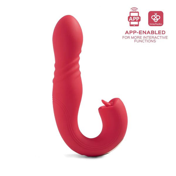 Joi App Controlled Thrusting Vibrator With Tongue - Red  NN Shop