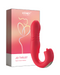 Joi App Controlled Thrusting Vibrator With Tongue  - Red next to product box 