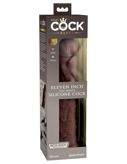 Pipedream Products Dildo King Cock Elite 11" Silicone Dual Density Dildo - Chocolate