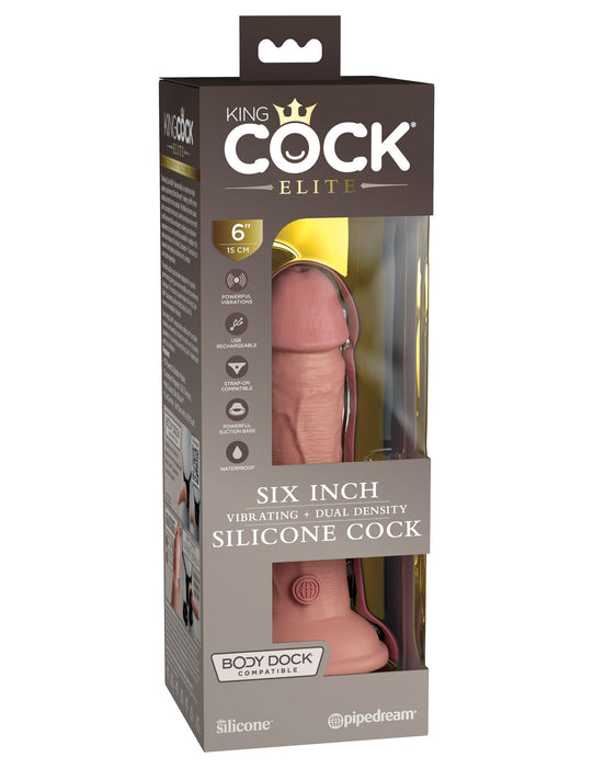 Pipedream Products Dildo King Cock Elite 6" Vibrating Silicone Dual Density Dildo - Vanilla