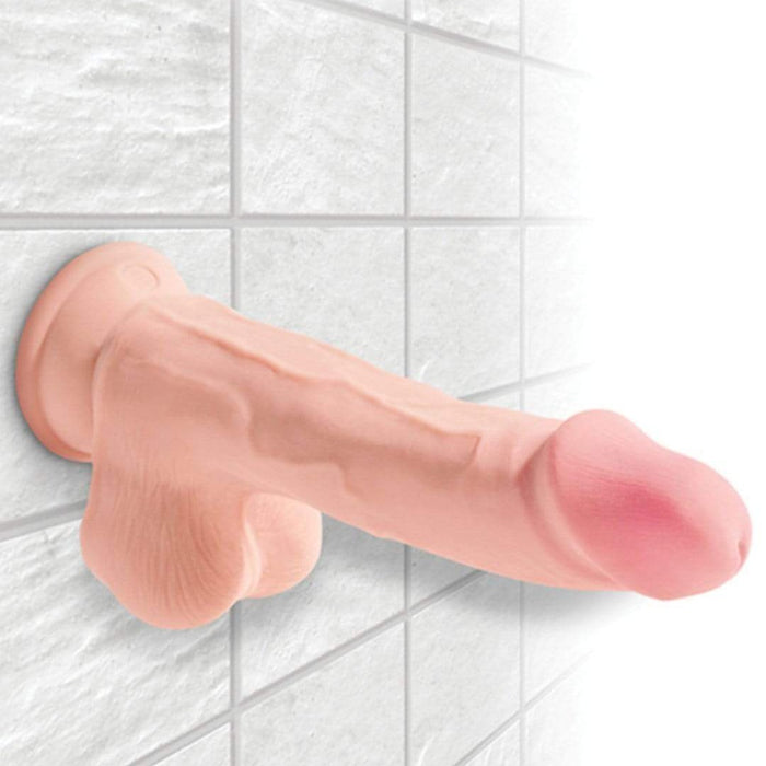 Pipedream Products Dildo King Cock Plus Triple Density 7.5 Inch Dildo with Balls - Vanilla