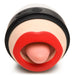 Presenting the Lady Licker Rotating Tongue Stimulator with Discreet Case by XR Brands: This cylindrical adult toy features a realistic mouth with parted red lips and a visible tongue. Crafted from premium silicone, it boasts a black top section with control buttons for seamless use. Additionally, it's waterproof, providing enhanced oral stimulation in various settings.