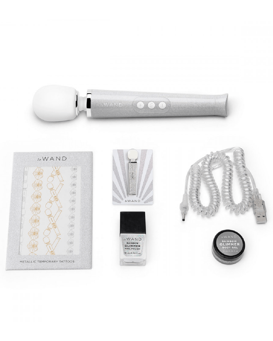 Le Wand Wand Le Wand All That Glimmers Wand Vibrator Set - White