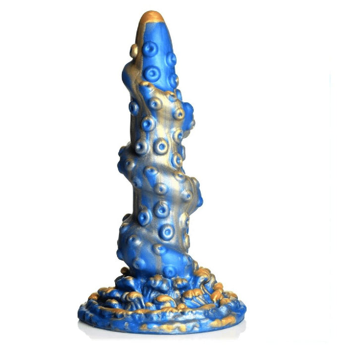 Lord Kraken Blue and Gold 8.5 Inch Silicone Dildo