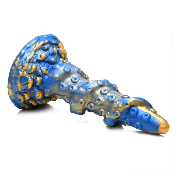 Lord Kraken Blue and Gold 8.5 Inch Silicone Dildo
