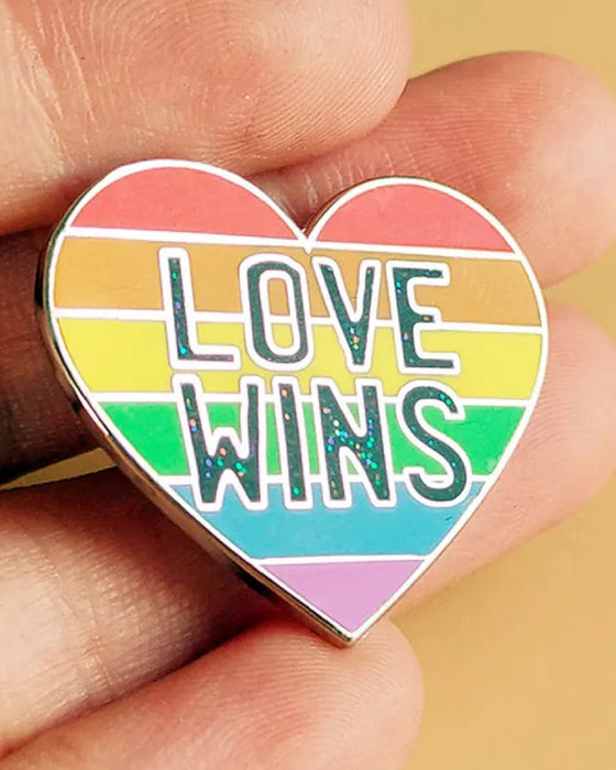 Love Wins Rainbow Heart Pin - LGBTQ+ Pride