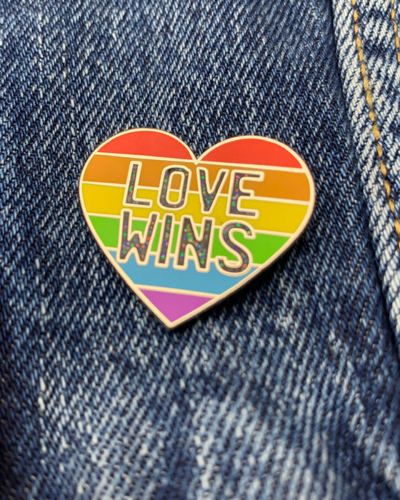 Love Wins Rainbow Heart Pin - LGBTQ+ Pride