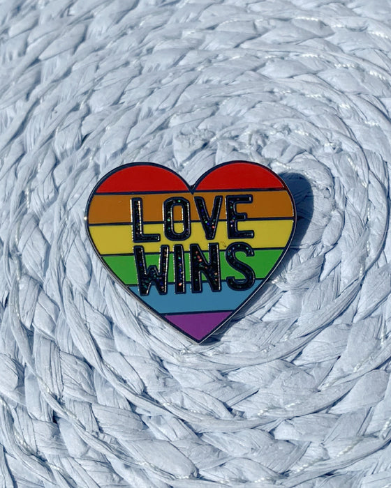 Love Wins Rainbow Heart Pin - LGBTQ+ Pride