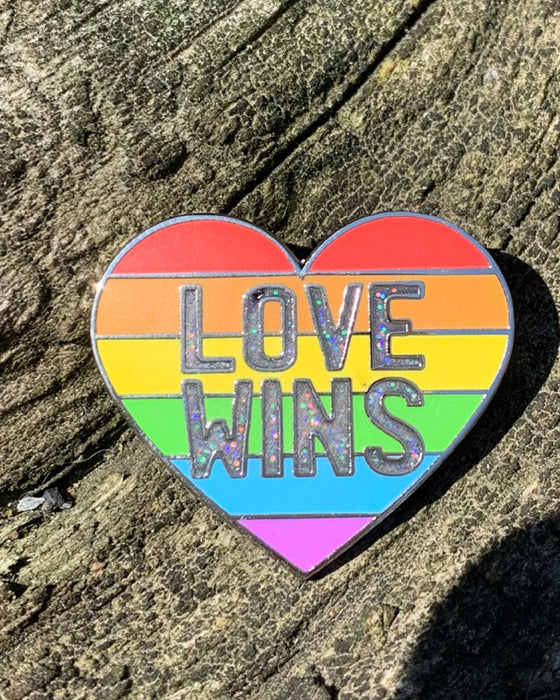 Love Wins Rainbow Heart Pin - LGBTQ+ Pride