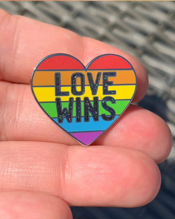 Love Wins Rainbow Heart Pin - LGBTQ+ Pride