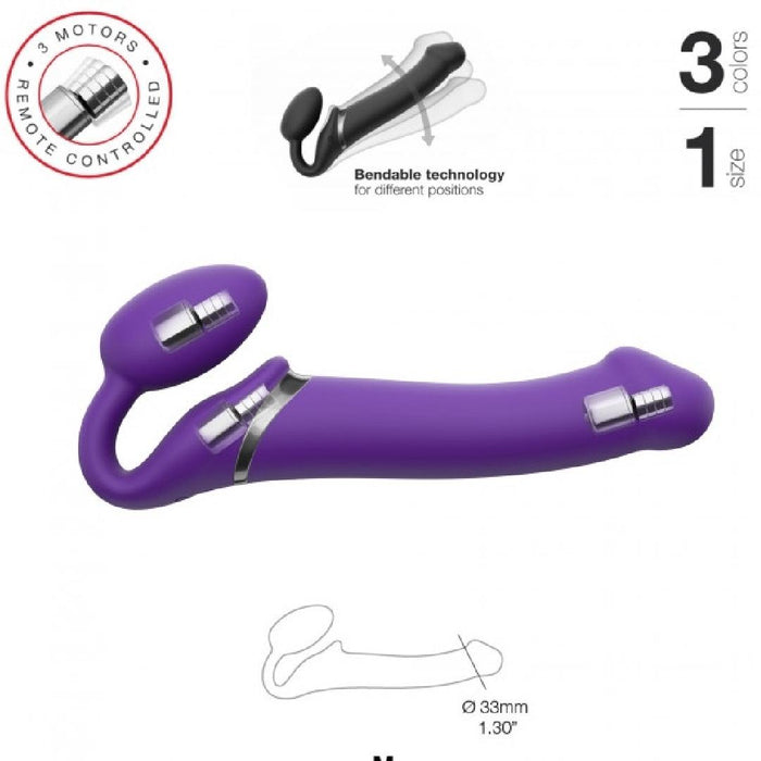 Lovely Planet Vibrating Strapless Strap-on Purple- Medium