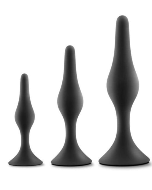 Blush Novelties Butt Plug Black Luxe Beginner 3 Plug Anal Trainer Set - Various Colours