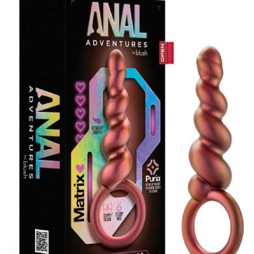 Matrix Soft Silicone Spiral Anal Beads with Finger Loop