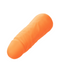 A Vibrating Stud Mini Cock Shaped Bullet Vibrator - Orange by CalExotics, used for noise reduction and ear protection, is shown against a plain white background. Crafted from body-safe silicone, the vibrator has a rounded tip and a slightly textured surface for a better fit in the ear canal.