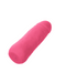 A pink, silicone vibrator with a cylindrical shape and a rounded tip. Crafted from liquid silicone, the surface has subtle textures for added stimulation. With powerful speeds and a slightly flatter base than the body, *the CalExotics Vibrating Stud Mini Cock Shaped Bullet Vibrator - Pink* is designed to enhance your pleasure experience.