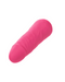 A bright pink, synthetic, phallic-shaped object made from liquid silicone with a smooth and textured surface designed to mimic the form and details of a human penis. The Vibrating Stud Mini Cock Shaped Bullet Vibrator - Pink by CalExotics features realistic contours, is cylindrical, and isolated on a white background.
