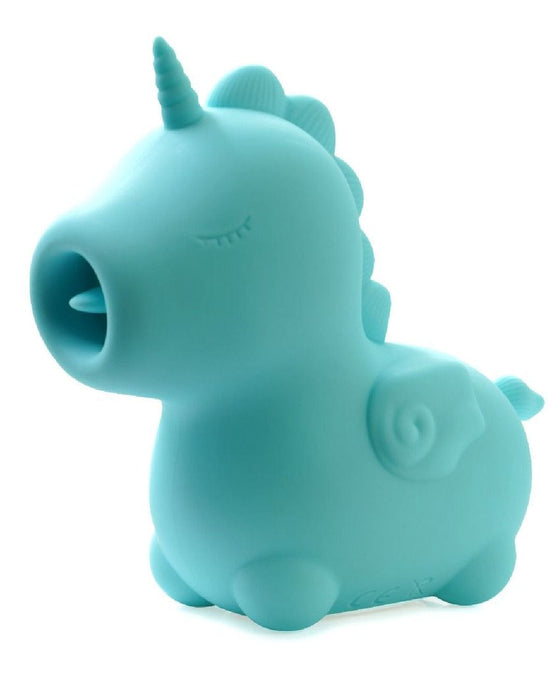 Creative Conceptions Vibrator Mount n Peak Unicorn Shaped Flickering Tongue Clitoral Vibrator - Blue