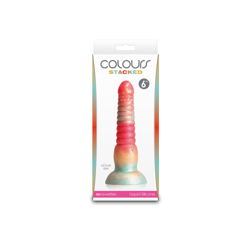 Colours Stacked 6 Inch Silicone Dildo - Red & Gold