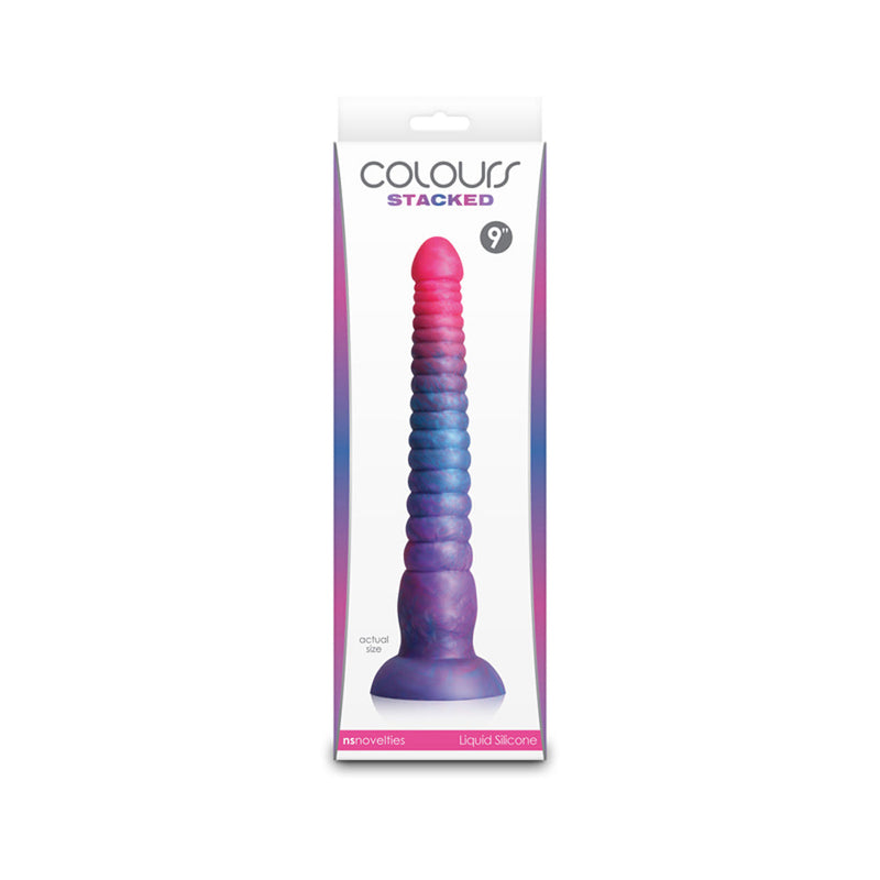 Colours Stacked 9 Inch Silicone Dildo - Pink & Blue