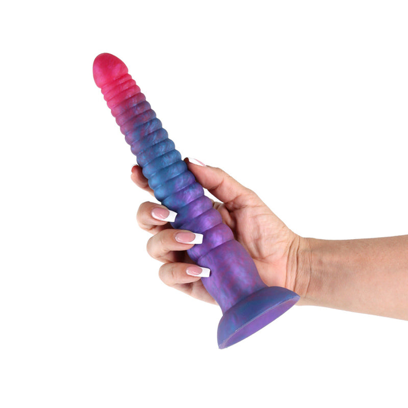 Colours Stacked 9 Inch Silicone Dildo - Pink & Blue