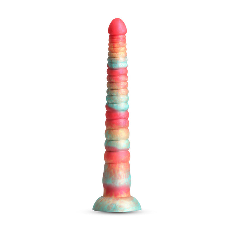 Colours Stacked 12 Inch Silicone Dildo - Red & Gold