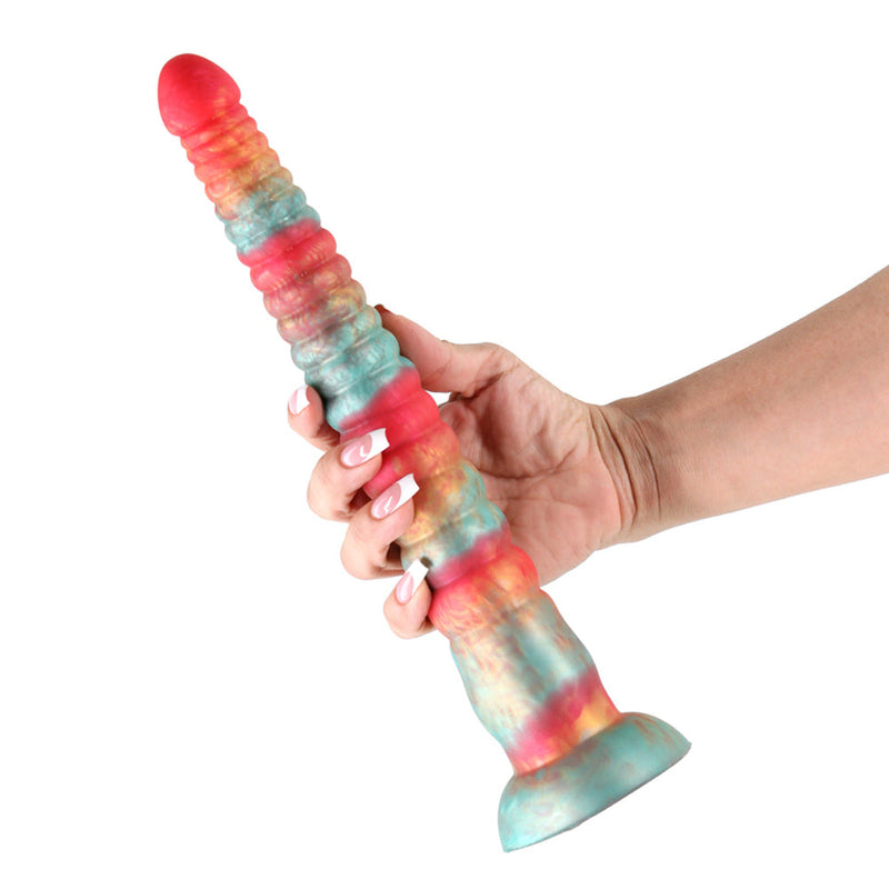 Colours Stacked 12 Inch Silicone Dildo - Red & Gold