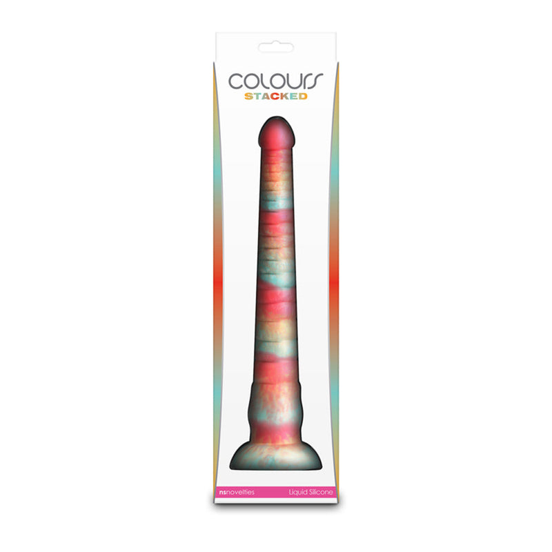 Colours Stacked 12 Inch Silicone Dildo - Red & Gold