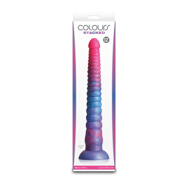 Colours Stacked 12 Inch Silicone Dildo - Pink & Blue