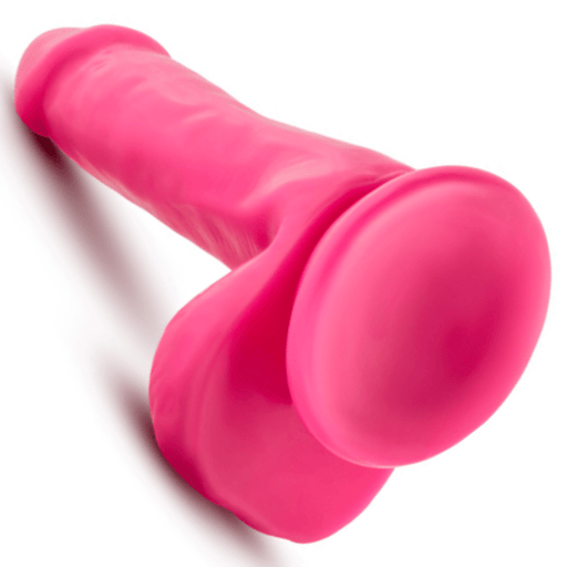 Blush Novelties Dildo Neo 6 Inch Dual Density Dildo with Balls - Neon Pink