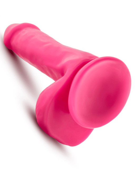 Blush Novelties Dildo Neo 6 Inch Dual Density Dildo with Balls - Neon Pink