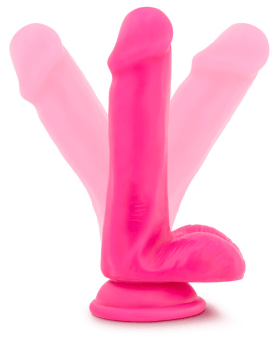 Blush Novelties Dildo Neo 6 Inch Dual Density Dildo with Balls - Neon Pink