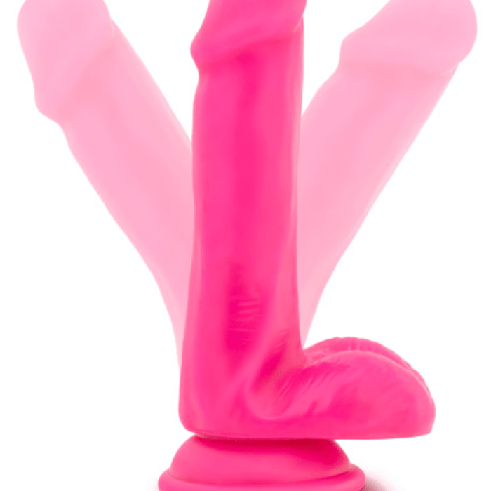 Blush Novelties Dildo Neo 6 Inch Dual Density Dildo with Balls - Neon Pink