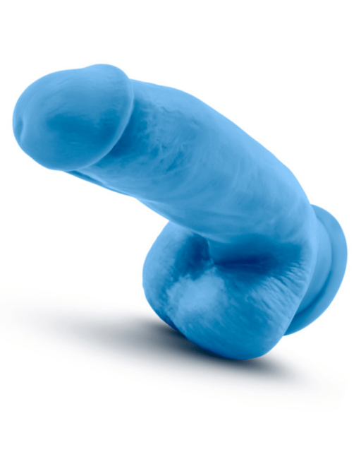 Blush Novelties Dildo Neo Elite 7 Inch Dual Density Silicone Dildo with Balls by Blush - Neon Blue